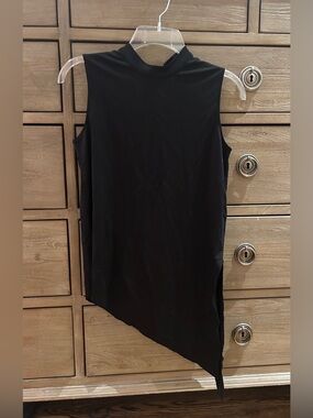 NWT - Massimo Dutti Black Asymmetric Mock Neck Sleeveless Top or Layering
